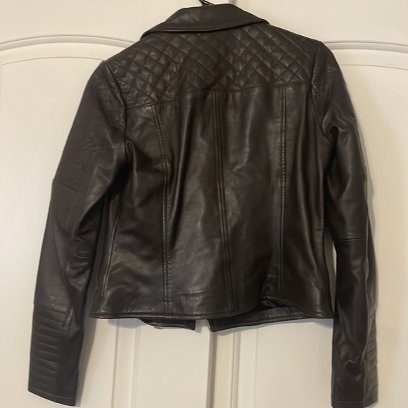 River Island US 6 UK 10 Brown Leather Jacket - Picture 7 of 11